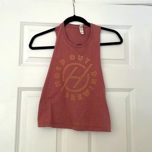 Hold Out Brewing Pink Crop Tank Top - Small